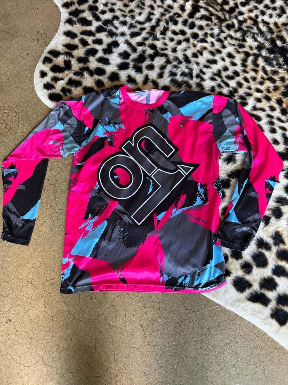 On One Long Sleeve Motocross Jersey Pink Blue Black